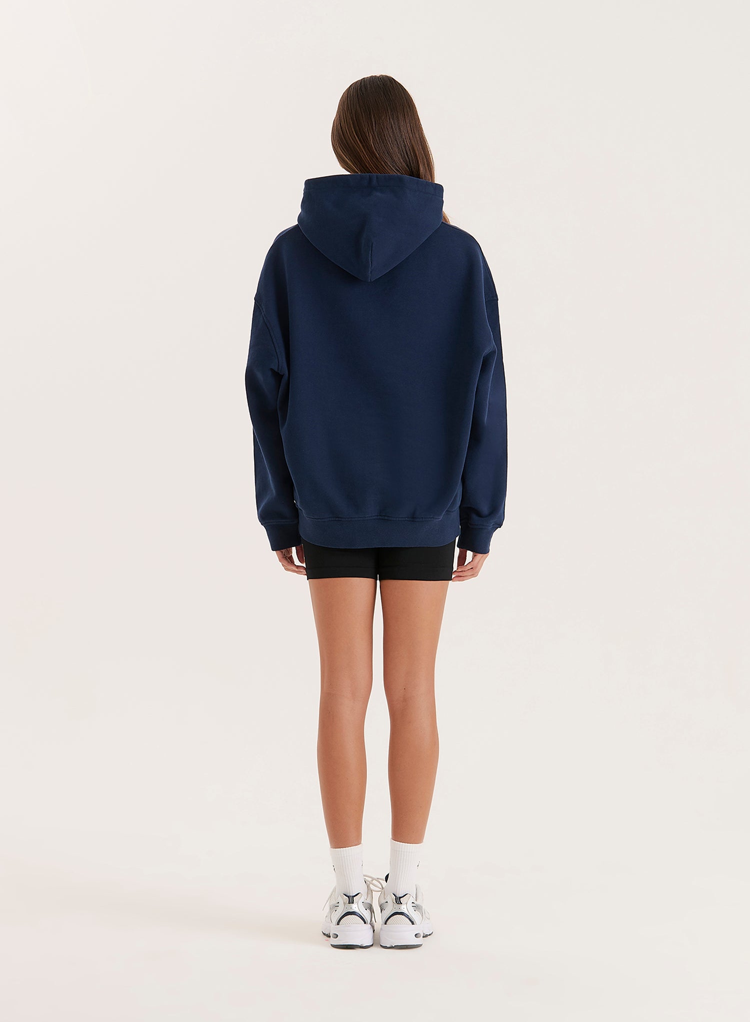 Navy Fourth Athletics Slogan Oversized Hoodie